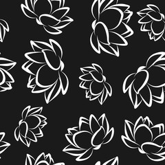 Lotus flower seamless vector pattern