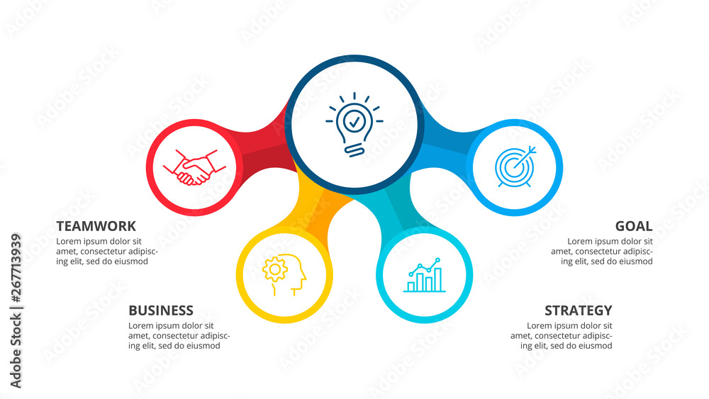 Poster Flowchart infographic template with 4 steps or options. Vector business template for presentation.