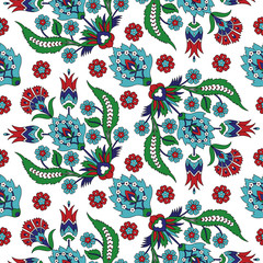 Turkish arabic pattern vector seamless. Ottoman iznik tile design with tulip flowers. Antique background for wallpaper, backdrop, home textile, curtain fabric. - 267713991