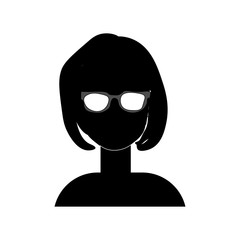 Profile woman sign. Woman with glasses