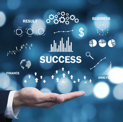 Success word with a charts. Business concept