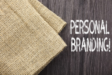 Conceptual hand writing showing Personal Branding. Concept meaning process of creating a...