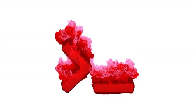 Symbol terminal inflames with dark fire, then burns. In - Out loop. Alpha channel Premultiplied - Matted with color white