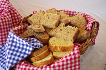 Closeup of the bread in the basket