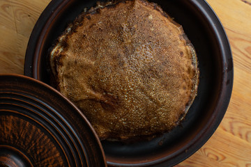 Lace pancakes in earthenware