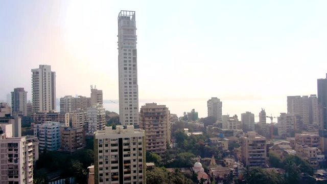 Tin Bati, Mumbai, reach and poor. 4k aerial skyline