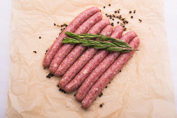 Food concept - Traditional horse meat sausage, top view
