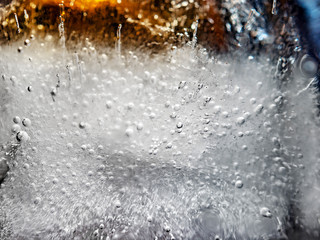 Ice Texture Details. Big Ice Cube in a Drink.