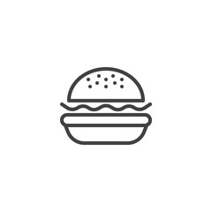 Hamburger line icon. Burger linear style sign for mobile concept and web design. Cheeseburger outline vector icon. Symbol, logo illustration. Pixel perfect vector graphics