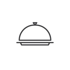 Restaurant cloche line icon. linear style sign for mobile concept and web design. Food serving tray outline vector icon. Symbol, logo illustration. Pixel perfect vector graphics
