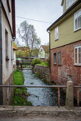 building architecture details of old city center of Kuldiga, Latvia