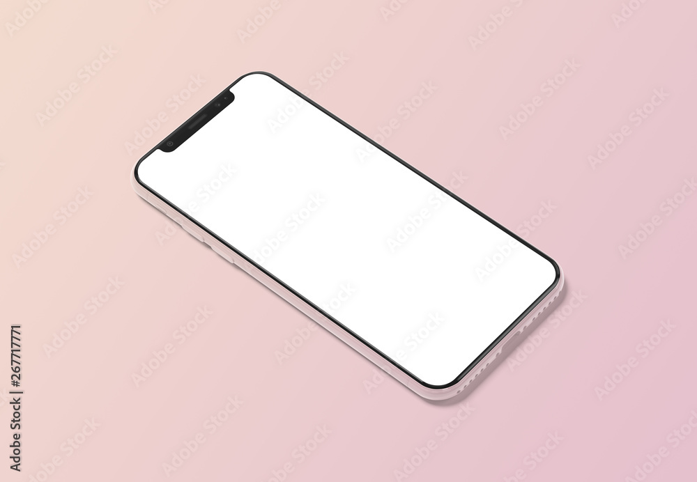 Poster Modern smartphone mockup on gradient background 3D rendering