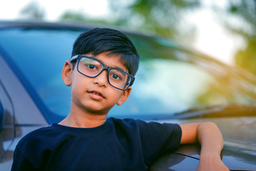 Cute Indian child wear eyeglass