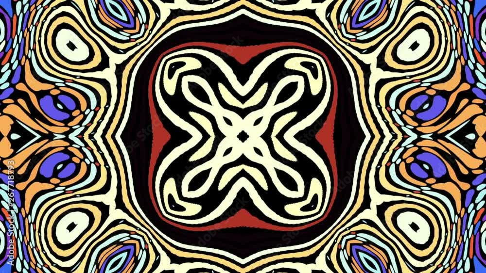 Poster Transforming symmetric abstract pattern. Futuristic abstract background. Looping footage.