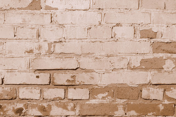 Old brick wall texture. Brick wall background brown color toned