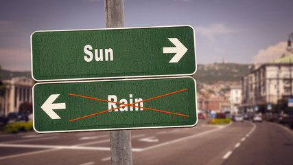 Street Sign Sun versus Rain