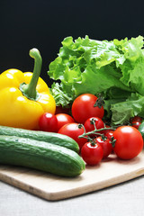Bright vegetables at the table