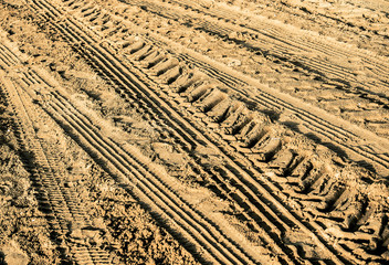 tyre prints on the sand