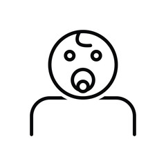 Black line icon for baby boy