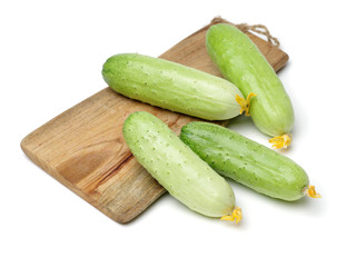 Green cucumber on the white background