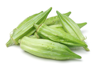 Fresh young okra isolated on white background