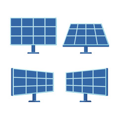 Set of solar panels on a white background. Alternative energy. Flat style icons.
