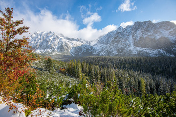 snow covered tourist trails for hiking in slovakia tatra mountains