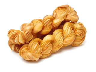 Chinese fried dough twist on white background
