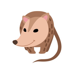Cute Opossum, Adorable Wild Animal Front View Vector Illustration