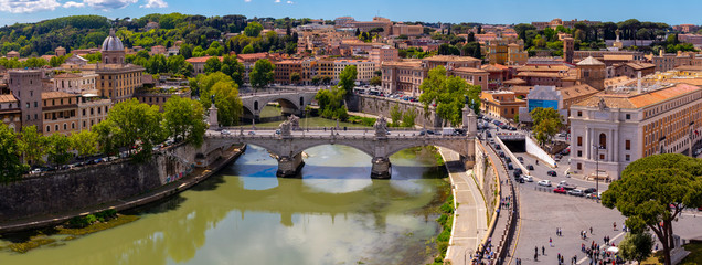 Panorama of Rome, scenic view from Castel Sant'Angelo