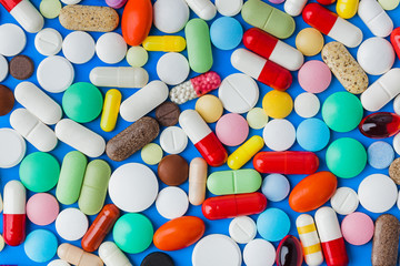 Heap of pills - medical background