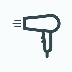 Hairdryer isolated icon, hair dryer outline vector icon