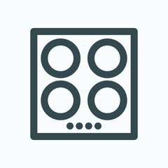 Hob isolated icom, glass induction hob outline vector icon