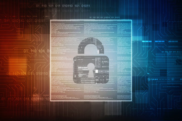 2d illustration Safety concept: Closed Padlock on digital background