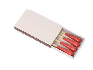 Long matchsticks. 3d rendering illustration isolated