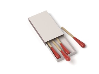 Long matchsticks. 3d rendering illustration isolated