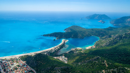 Obraz premium Aerial view of Ölüdeniz Fethiye in Muğla Turkey