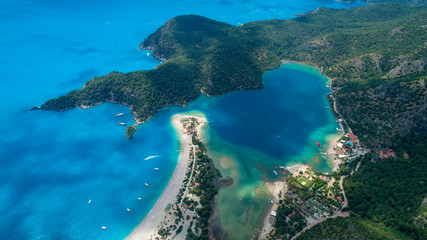 Aerial view of Ölüdeniz Fethiye  in Muğla Turkey