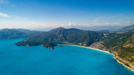 Aerial view of Ölüdeniz Fethiye  in Muğla Turkey