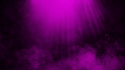 Purple stage spotlight with smoke on the floor . Misty texture overlays backround. Design element
