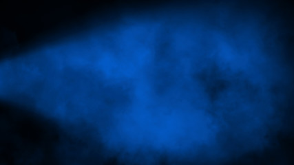 Obraz na płótnie Canvas Abstract blue spotlight with smoke mist fog on a black background. Texture background for graphic web design