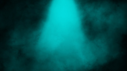 Abstract blue spotlight with smoke mist fog on a black background. Texture background for graphic web design