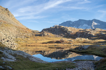 Fototapeta na wymiar Colle del Nivolet mountain pass, Graian Alps, Italy