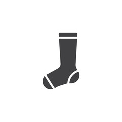 Long sock vector icon. filled flat sign for mobile concept and web design. Knee socks glyph icon. Symbol, logo illustration. Pixel perfect vector graphics