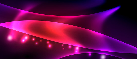 Glossy glowing neon light wave background
