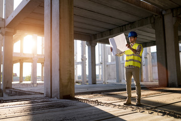 Fototapeta premium Construction foreman on the job site