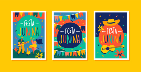Festa Junina Brazil June Festival. Brazil June festival design templates for greeting card, invitation or holiday poster.