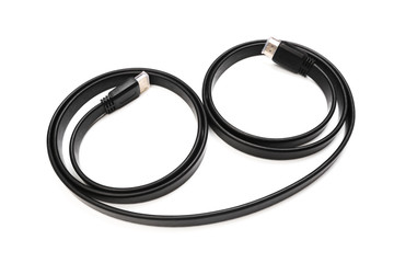 Fototapeta premium Black HDMI power cable socket isolated on white background