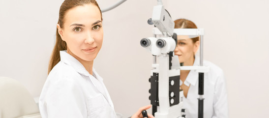 Eye ophthalmologist exam. Eyesight recovery. Astigmatism check concept. Ophthalmology diagmostic...