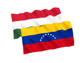 Flags of Hungary and Venezuela on a white background